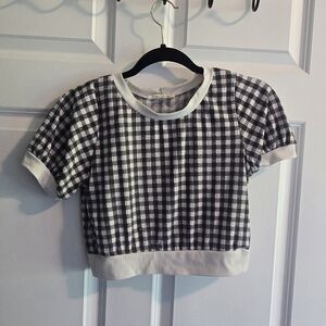 Caution To The Wind Black and White Gingham Crop Top
